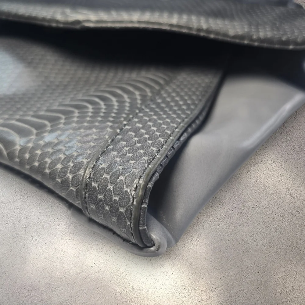 Limited Edition Envelope‎ Grey Snakeskin Clutch Foldover Crossbody